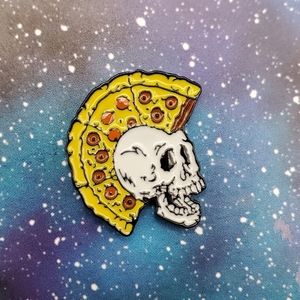 Punk Rock Pizza Skeleton Enamel Pin